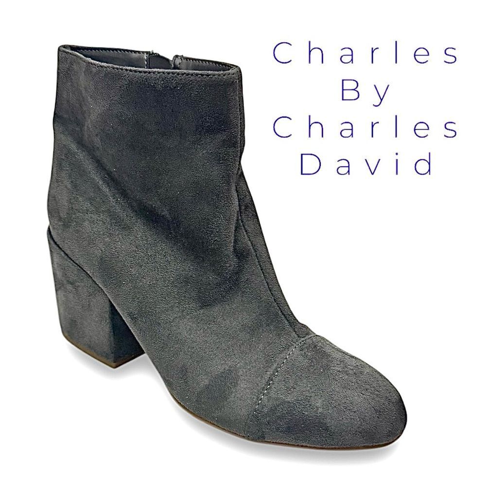 Charles By Charles David Quincey Gray Textile Ankle Boots Heels Size 7.5 M Used